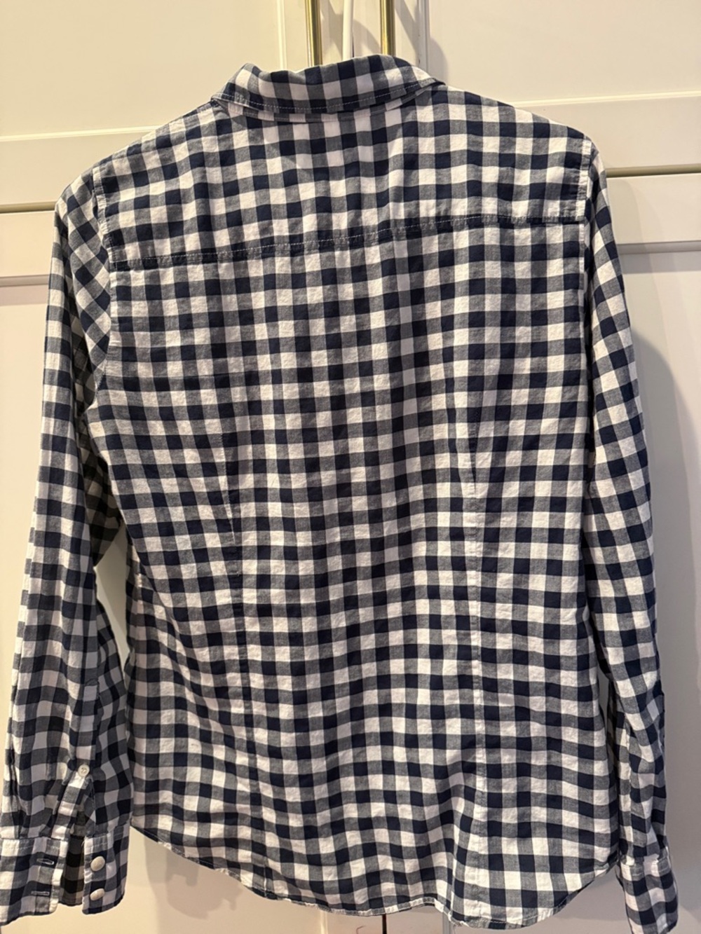 💯 Cotton Medium J. Crew Navy and White Check Button-Down Shirt - Picture 4 of 4